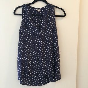 Joie sleeveless silk navy blouse